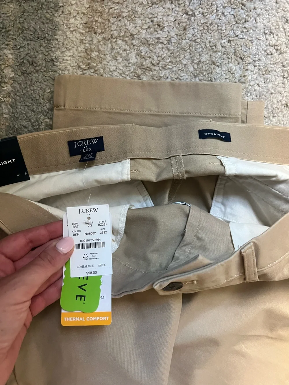 J. Crew Straight Fit Chinos in Khaki Tan